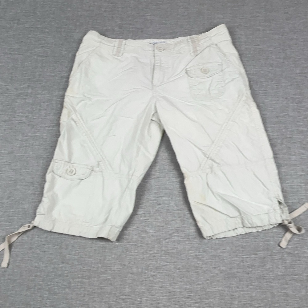 Columbia Capri Pants Womens 6 Beige Nylon Cargo Drawstring Hiking Travel Outdoor